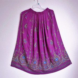 Gorgeous Full length Skirt-Hand Embroidered with silver and golden threads.